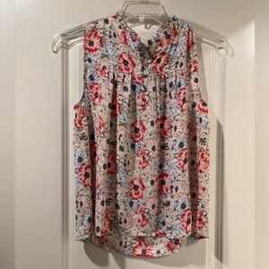 LOFT Floral Sleeveless Blouse - Pink and Blue